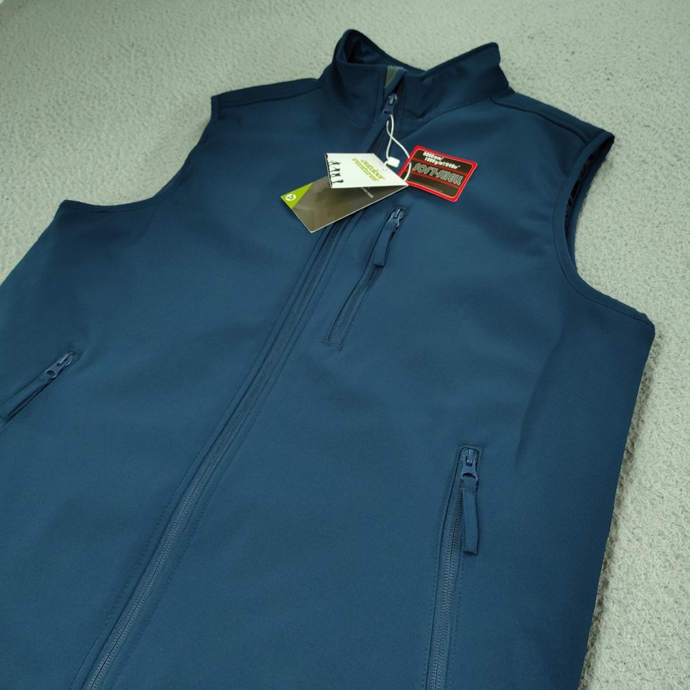 Outdoor Ventures Vest Mens Medium Blue Softshell Insulated Full Zip NWT Outdoor